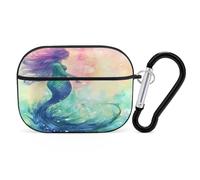 Beautiful Mermaid Tail Earbuds Organizer Shockproof Protective Airpods Pro Cover with Carabiner Clip Anti Fall Carrying Earphone Case Cover for Airpods Pro 2nd Generation Black