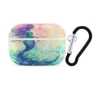 Beautiful Mermaid Tail Earbuds Organizer Shockproof Protective Airpods Pro Cover with Carabiner Clip Anti Fall Carrying Earphone Case Cover for Airpods Pro 2nd Generation White