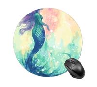 Beautiful Mermaid Tail Mouse Pad Round Laptop Mouse Mat Cute Computer Mousepad Keyboard Pad Non-Slip Desk Pads for Gaming Office Work Home