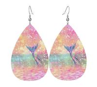 Beautiful Mermaid Tail Women'S Drop-Shaped Leather Earrings Are Suitable For Parties, Holiday Parties And Gifts.