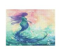 Beautiful Mermaid Tail Wooden Puzzle with Storage Box, Eco-Friendly Wooden Jigsaw Puzzle for Home Leisure, Stress Relief & Decoration 500 PCS