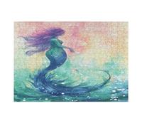 Beautiful Mermaid Tail Wooden Puzzle with Storage Box, Eco-Friendly Wooden Jigsaw Puzzle for Home Leisure, Stress Relief & Decoration 300 PCS