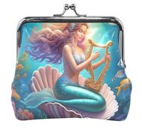 Beautiful Mermaid Underwater Women's Cute Coin Purse Leather Buckle Kiss Lock Change Purse for Girls