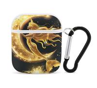 Beautiful Mermaid with Moon Earphone Case PC Bluetooth Headphone Case Compatible with Airpods 1/Airpods 2 White-style