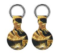 Beautiful Mermaid with Moon Keychain Holder Case Compatible with AirTag Waterproof Silicone Shell Protective Case 2PCS