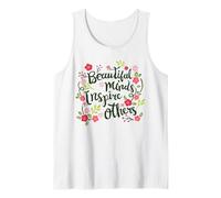 Beautiful Minds Inspire Others Floral Motivational Quote Tank Top