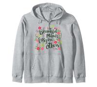 Beautiful Minds Inspire Others Floral Motivational Quote Zip Hoodie