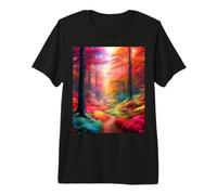 Beautiful Misty Forest Morning Landscape Scenic Design Premium T-Shirt