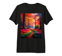 Beautiful Misty Forest Morning Landscape Scenic Design Premium T-Shirt