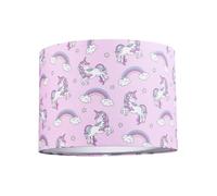 Beautiful Modern Soft Lilac Cotton Lampshade with Unicorns Clouds and Rainbows Happy Homewares Lilac 10 inches