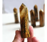 Beautiful Molten Stone Crystal Column Yellow Rough Polished Single Point Hexagonal Prism Ornament (Size : 7-9cm)
