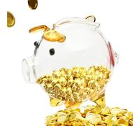 BEAUTIFUL MONEY BANK - Clear Glass Material Money Box with Decorative Accent Piggy Bank Portable Piggy Bank | Glass Money Box for for Kids, Teens,