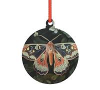 Beautiful Moth Christmas Ornament Round Shape Acrylic Hanging Ornaments for Christmas Tree Holidays Ornaments with Gold Rope Hanging Xmas Pendants Crafts for Party Xmas Decor