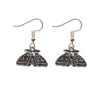 Beautiful Moth Earrings Butterfly Cute Gothic Earring Pair Summer Garden Insect Gift Jewellery Lunar Night Metal Mystic Witchy Magic Magical Nature Silver Goth Occult Pagan Moths Dangle Drop