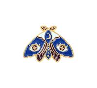 Beautiful Moth Pin Badge Butterfly Cute Gothic Lapel Summer Garden Insect Gift Jewellery Bag Jacket Lunar Night Metal Enamel Mystic Witchy Magic Magical Nature (Deep Blue)