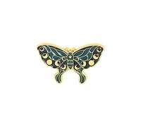 Beautiful Moth Pin Badge Butterfly Cute Gothic Lapel Summer Garden Insect Gift Jewellery Bag Jacket Lunar Night Metal Enamel Mystic Witchy Magic Magical Nature (Forrest Green)