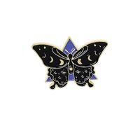 Beautiful Moth Pin Badge Butterfly Cute Gothic Lapel Summer Garden Insect Gift Jewellery Bag Jacket Lunar Night Metal Enamel Mystic Witchy Magic Magical Nature (Lunar/Dark Night)