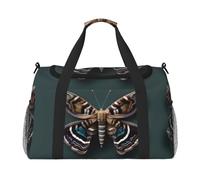 Beautiful Moth print Carry on Luggage for Women Men Shoulder Weekender Crossbody Bag for Yoga Travel Must Haves, Black, One Size