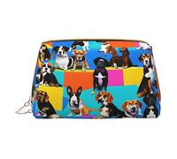 Beautiful Moth Print Cosmetic Bags,Leather Makeup Bag Small For Purse,Cosmetic Pouch,Toiletry Clutch For Women Travel, Beagle Patterns, One Size
