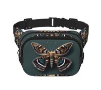Beautiful Moth print Fashion Waist Packs Crossbody Belt Bag Fanny Pack for Women Crossbody for Traveling Running, Black, One Size