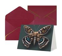 Beautiful Moth Print Gold-Edged Pearl Greeting Card (Horizontal) + Envelope - Christmas,Wedding,Birthday