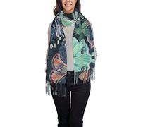 Beautiful Moth Print Tassel Scarfï¼ŒOversize Tassel Shawl Scarf Wraps For Women
