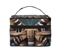 Beautiful Moth Print Travel Portable Makeup Case Versatile Zipper Makeup Bag Polyester Black One Size Black One Size Black One Size, Black/White, One Size