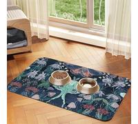 Beautiful Moth Printing Pet Absorbent Tablecloth, Special Pad For Pet Bowls, Rollable For Storage, Ideal For Pet Bowls