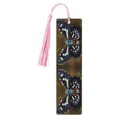 Beautiful Moth Wings 5 Pc Artistic Bookmark Set for Women, Tassel Wooden Bookmarks Study Supplies
