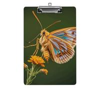 Beautiful Moth Wings Clipboard, A4 Acrylic Clipboard with Hanging Hole, Ultra-Light Clip Board - Holds 100 Sheets, Shatterproof Document Holder for Office, 12.5" X 8.5"