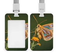 Beautiful Moth Wings Id Badge Holder,Name Tag Holder with Detachable Lanyard,Waterproof Design Id Card Holder for Office, Workplace