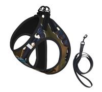 Beautiful Moth Wings Print Dog Harness Leash Set Reflective Pet Harness Puppy Vest Suitable Dogs Cats Small Breeds