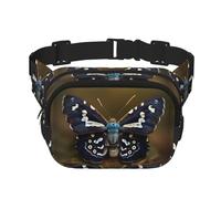 Beautiful moth wings print Fashion Waist Packs Crossbody Belt Bag Fanny Pack for Women Crossbody for Traveling Running, Black, One Size