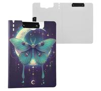 Beautiful Moth with Moon Clipboard Folder, A4 Size Folder Clipboard with Pen Slot for Office School