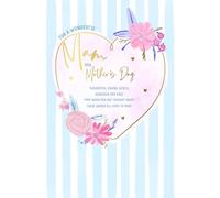 Beautiful Mother's Day Card For Mam With Flowers, Blue Stripes And Paper Insert by Wishing Well Studios, Size 6 x 9 Inches