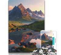 Beautiful Mountains And Lakes Jigsaws 1000 Pieces for Teenagers,Stress Reliever Staycation Kill Time with Matching Poster And Trivia Sheet (75x50cm)