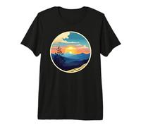 Beautiful Mountains Sunset Retro Style Design Premium T-Shirt