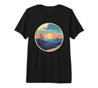 Beautiful Mountains Sunset Retro Style Distressed Design Premium T-Shirt
