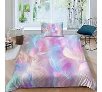 Beautiful Multicolored Feathers Texture Custom Duvet Cover Set Soft Comforter Cover Set 2 Piece Bedding Set Pillowcase All Season Decor Quilt Cover with Zipper for Kids Adults Birthday Single（135x200）