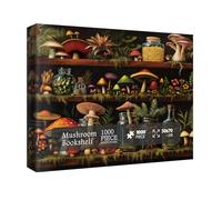 Beautiful Mushroom Bookshelf Puzzles for Adults 1000 Pieces Nature, Colorful Plant Bottle Art Jigsaw Puzzles, Pretty Scenic Painting Fantasy Puzzle