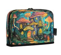 Beautiful Mushroom Houses Standing Pencil Case, Large Capacity Pen Bag for Boys Girls Multi-Layer Pen Pouch Pencil Holder Stationery Organizer for School Office Work