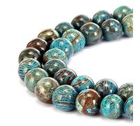 Beautiful Natural Blue Agate Smooth Round Serrated Gemstone Beads for Jewelry Making 15.5" Blue 6MM