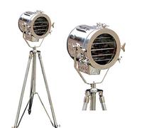 Beautiful Nautical Full Steel Searchlight Spotlight Tripod Studio Floor Lamp Chrome/Silver Finish Home Decor