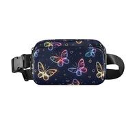 Beautiful Neon Flying Butterflies Fanny Pack for Women Men, Bumbag Crossbody Waist Packs with Adjustable Strap Belt Bag for Travel Workout Hiking
