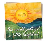 Beautiful New Baby Congratulations Card For Loved One - Sun, Sunshine, Sunrise - The World Just Got A Little Brighter - For Bestie, Friend, Sister, Brother, Relative