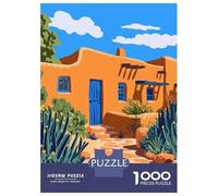 Beautiful New Mexico Summer Minimalist Art Illustration Jigsaw Puzzle 1000 Pieces, Romantic City Break Scene, Premium Paper Puzzle, Decorative Artwork for Travel Lovers, Birthday Gift, 52x38cm/1000pcs