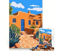 Beautiful New Mexico Summer Minimalist Art Illustration Puzzle for Adults 1000 Pieces Memory Enhance Quiet Recreation Accurate Cut Birthday Gift (50x75cm)