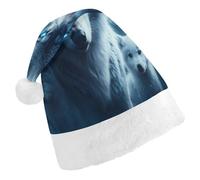 Beautiful Night Three Wolf Santa Hat For Adults And Teens Christmas Hats Xmas Holiday Party Cap