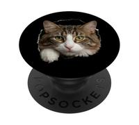 Beautiful Norwegian Forest Cat green eyes Peeking Through PopSockets Adhesive PopGrip