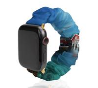 Beautiful Norwegian Landscape Scrunchie Watch Bands Soft Elastic Replacement Wristband Compatible with Apple Watch 38mm/40mm